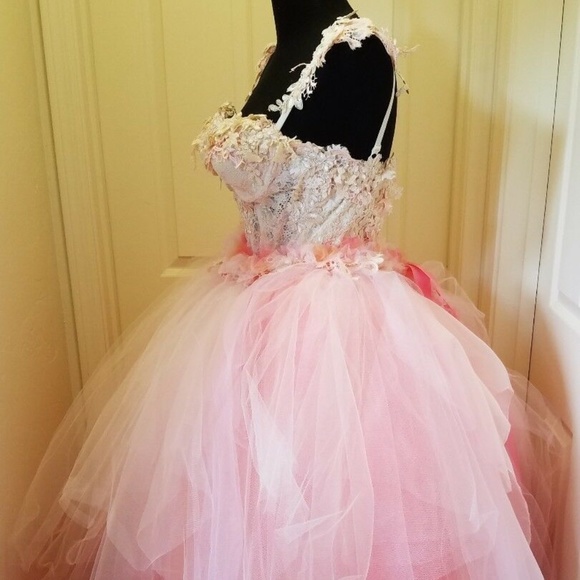 KELSEY Blush Lace & Tulle Wedding Ballgown Set - Picture 4 of 8